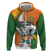 Custom Ivory Coast Football Zip Hoodie Les Elephants Mascot - Wonder Print Shop