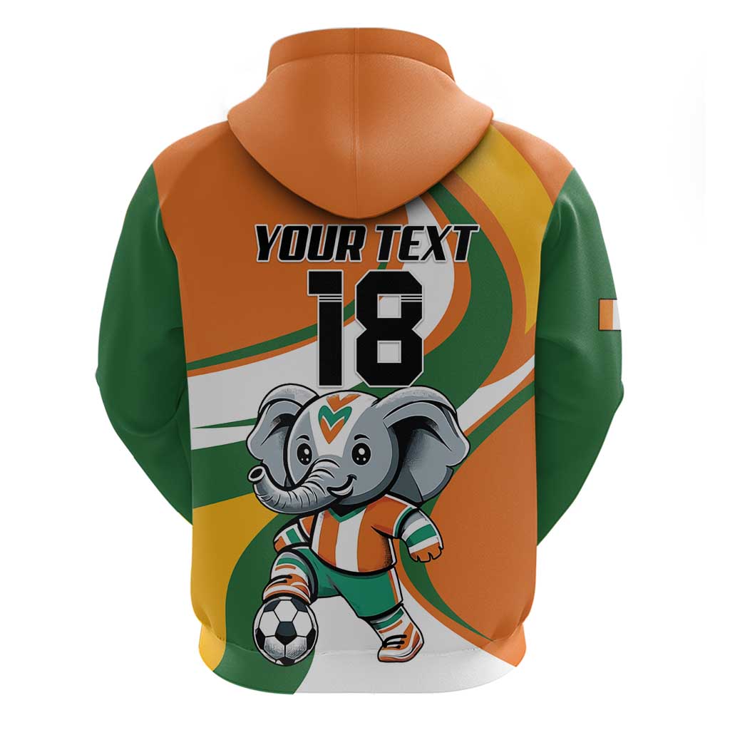 Custom Ivory Coast Football Zip Hoodie Les Elephants Mascot - Wonder Print Shop