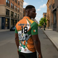Custom Ivory Coast Football Zipper Polo Shirt Les Elephants Mascot - Wonder Print Shop