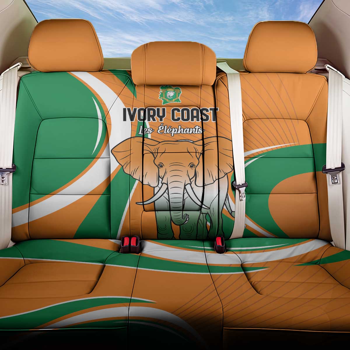 Ivory Coast Football Back Car Seat Cover Les Elephants Spirit - Wonder Print Shop