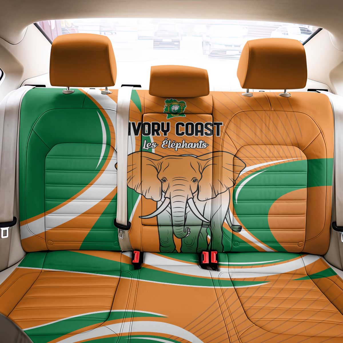 Ivory Coast Football Back Car Seat Cover Les Elephants Spirit - Wonder Print Shop