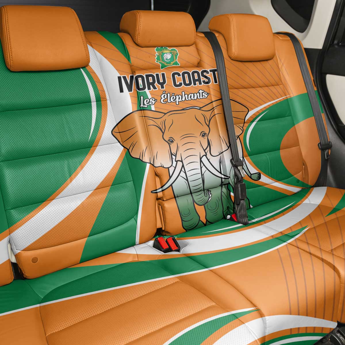 Ivory Coast Football Back Car Seat Cover Les Elephants Spirit - Wonder Print Shop