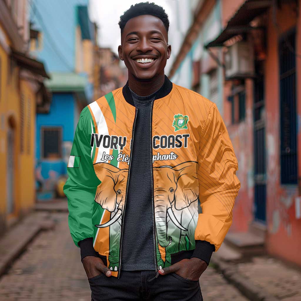 Custom Ivory Coast Football Bomber Jacket Les Elephants Spirit - Wonder Print Shop