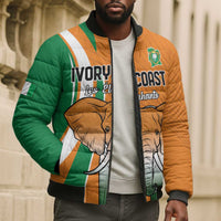 Custom Ivory Coast Football Bomber Puffer Jacket Les Elephants Spirit - Wonder Print Shop
