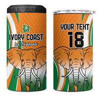 Custom Ivory Coast Football 4 in 1 Can Cooler Tumbler Les Elephants Spirit - Wonder Print Shop
