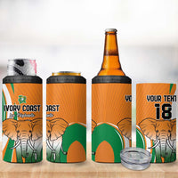Custom Ivory Coast Football 4 in 1 Can Cooler Tumbler Les Elephants Spirit - Wonder Print Shop