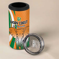 Custom Ivory Coast Football 4 in 1 Can Cooler Tumbler Les Elephants Spirit - Wonder Print Shop