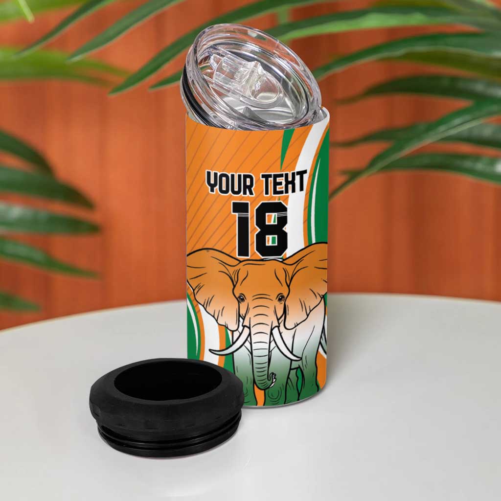 Custom Ivory Coast Football 4 in 1 Can Cooler Tumbler Les Elephants Spirit - Wonder Print Shop