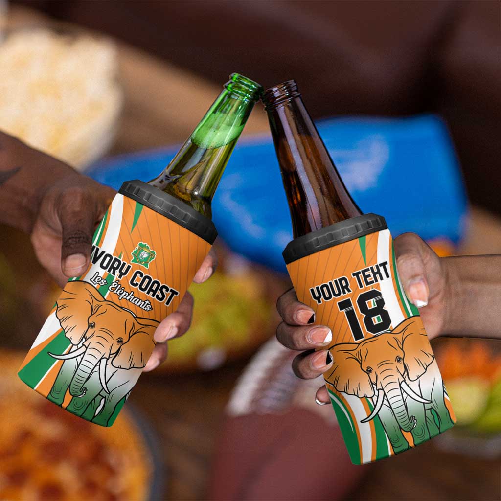 Custom Ivory Coast Football 4 in 1 Can Cooler Tumbler Les Elephants Spirit - Wonder Print Shop