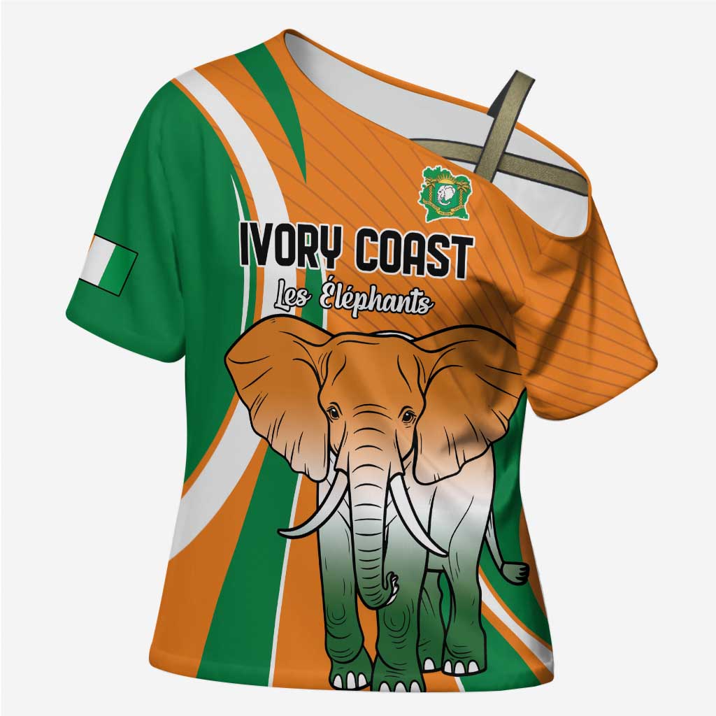 Custom Ivory Coast Football Cross Shoulder Shirt Les Elephants Spirit - Wonder Print Shop