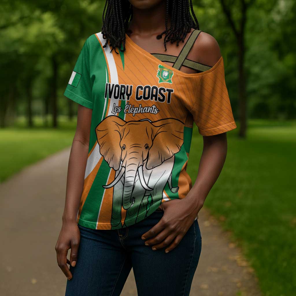 Custom Ivory Coast Football Cross Shoulder Shirt Les Elephants Spirit - Wonder Print Shop