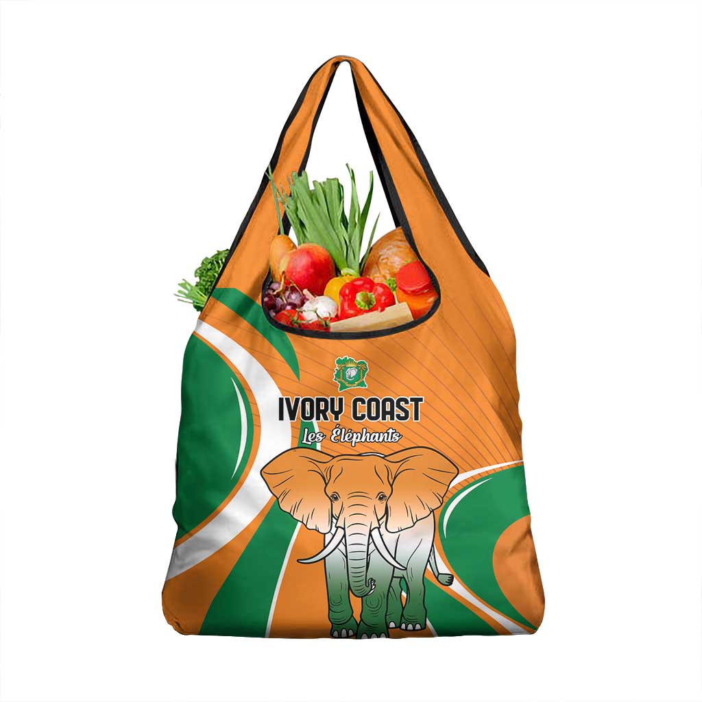 Ivory Coast Football Grocery Bag Les Elephants Spirit - Wonder Print Shop