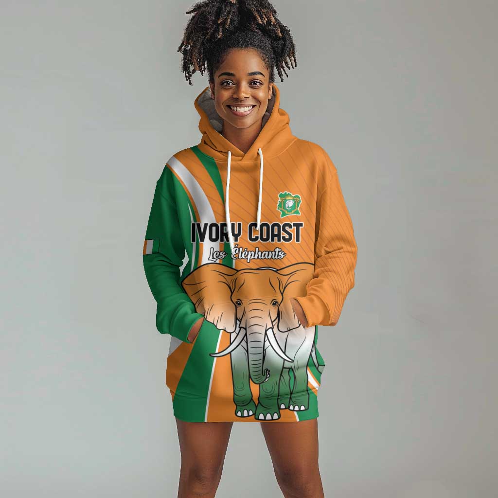 Custom Ivory Coast Football Hoodie Dress Les Elephants Spirit - Wonder Print Shop