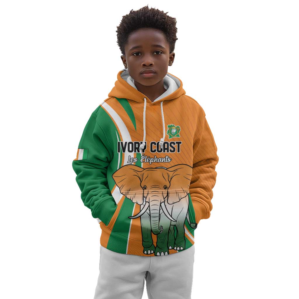 Custom Ivory Coast Football Kid Hoodie Les Elephants Spirit - Wonder Print Shop