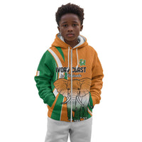 Custom Ivory Coast Football Kid Hoodie Les Elephants Spirit - Wonder Print Shop