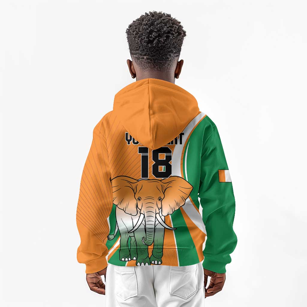 Custom Ivory Coast Football Kid Hoodie Les Elephants Spirit - Wonder Print Shop