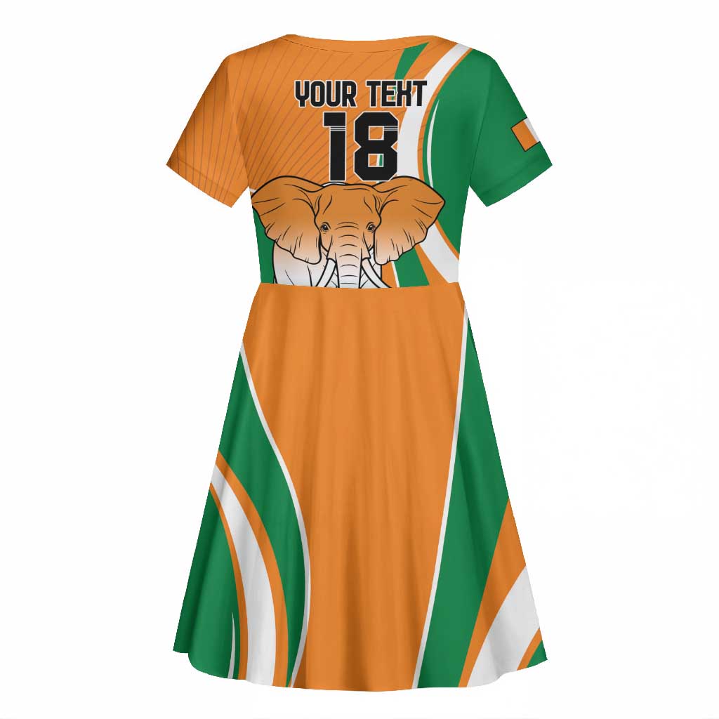 Custom Ivory Coast Football Kid Short Sleeve Dress Les Elephants Spirit LT18