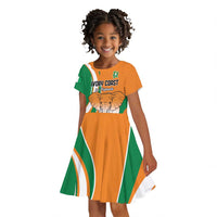 Custom Ivory Coast Football Kid Short Sleeve Dress Les Elephants Spirit LT18