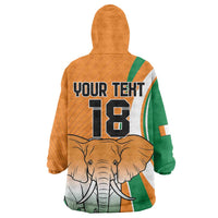 Custom Ivory Coast Football Kid Wearable Blanket Hoodie Les Elephants Spirit - Wonder Print Shop