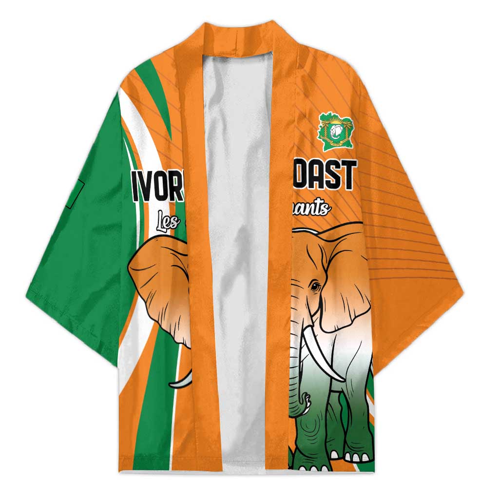 Custom Ivory Coast Football Kimono Les Elephants Spirit - Wonder Print Shop