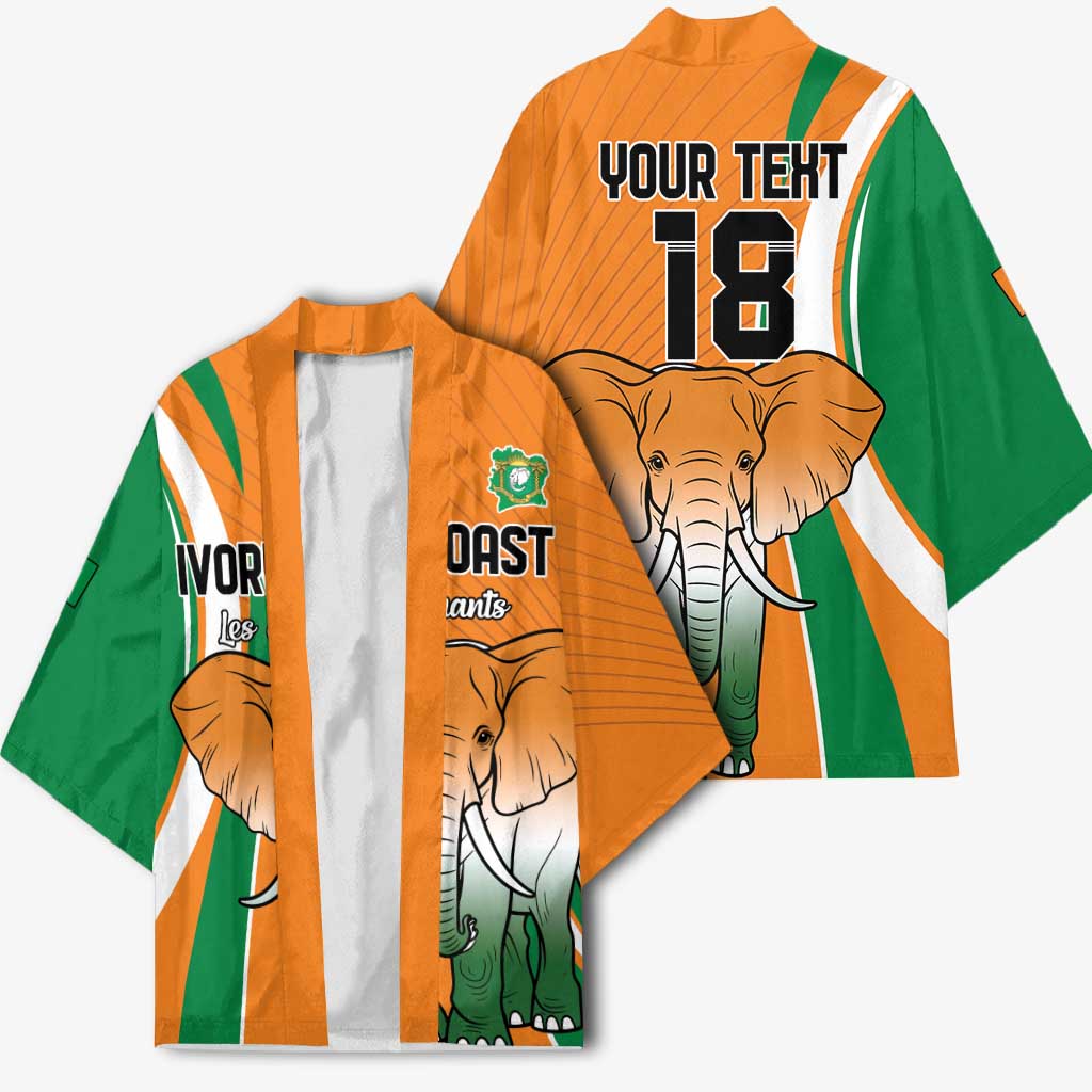 Custom Ivory Coast Football Kimono Les Elephants Spirit - Wonder Print Shop