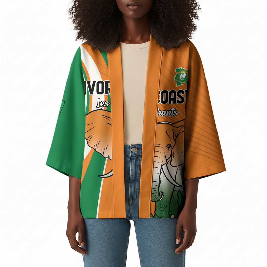 Custom Ivory Coast Football Kimono Les Elephants Spirit - Wonder Print Shop