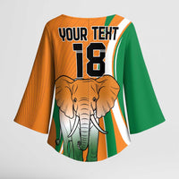 Custom Ivory Coast Football Kimono Sleeve Blouse Les Elephants Spirit - Wonder Print Shop