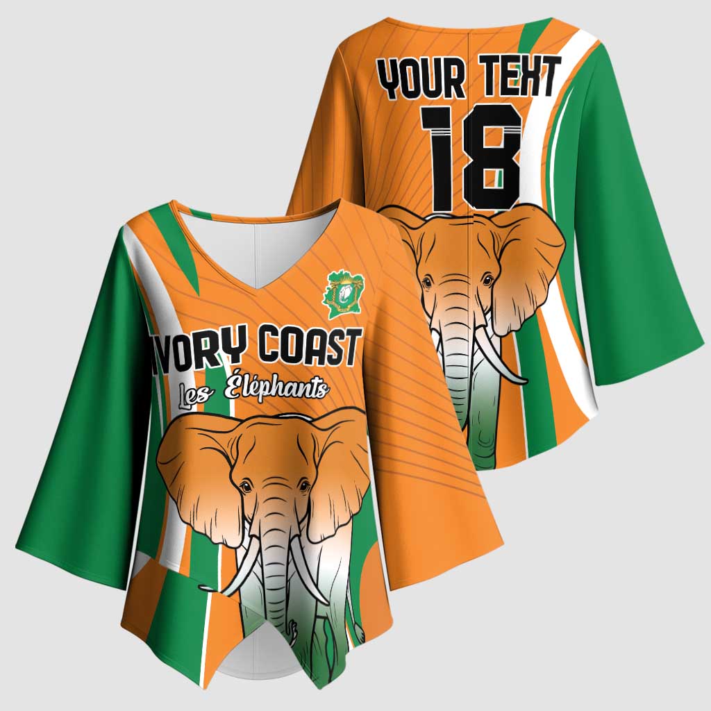 Custom Ivory Coast Football Kimono Sleeve Blouse Les Elephants Spirit - Wonder Print Shop