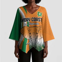 Custom Ivory Coast Football Kimono Sleeve Blouse Les Elephants Spirit - Wonder Print Shop
