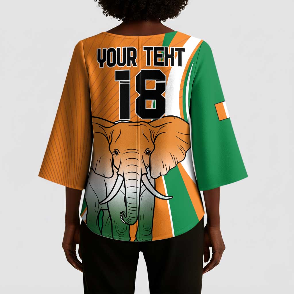 Custom Ivory Coast Football Kimono Sleeve Blouse Les Elephants Spirit - Wonder Print Shop