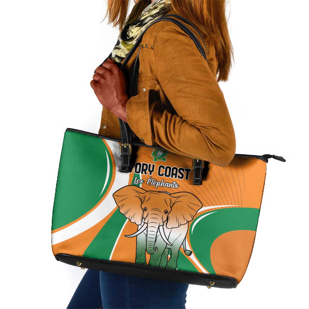 Ivory Coast Football Leather Tote Bag Les Elephants Spirit - Wonder Print Shop