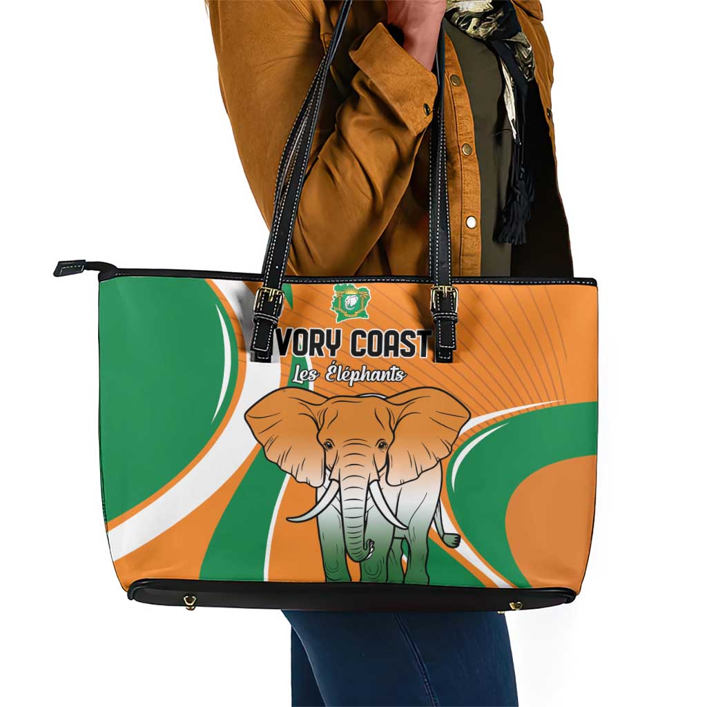 Ivory Coast Football Leather Tote Bag Les Elephants Spirit - Wonder Print Shop
