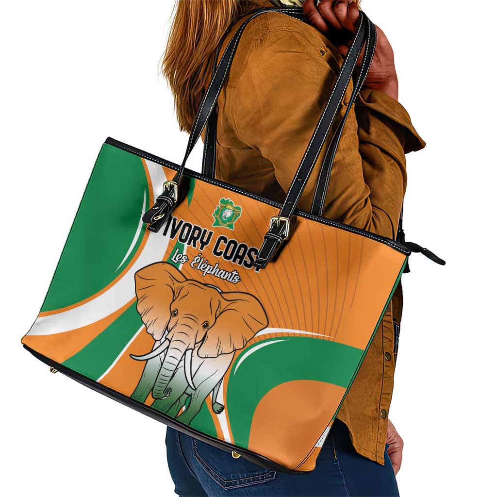 Ivory Coast Football Leather Tote Bag Les Elephants Spirit - Wonder Print Shop