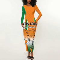 Custom Ivory Coast Football Long Sleeve Bodycon Dress Les Elephants Spirit - Wonder Print Shop