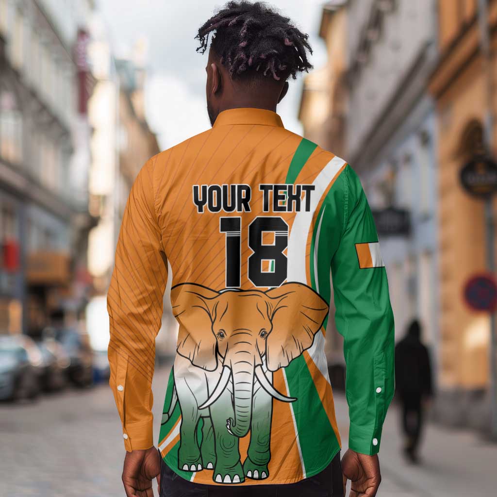 Custom Ivory Coast Football Long Sleeve Button Shirt Les Elephants Spirit - Wonder Print Shop