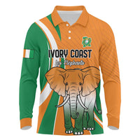 Custom Ivory Coast Football Long Sleeve Polo Shirt Les Elephants Spirit - Wonder Print Shop