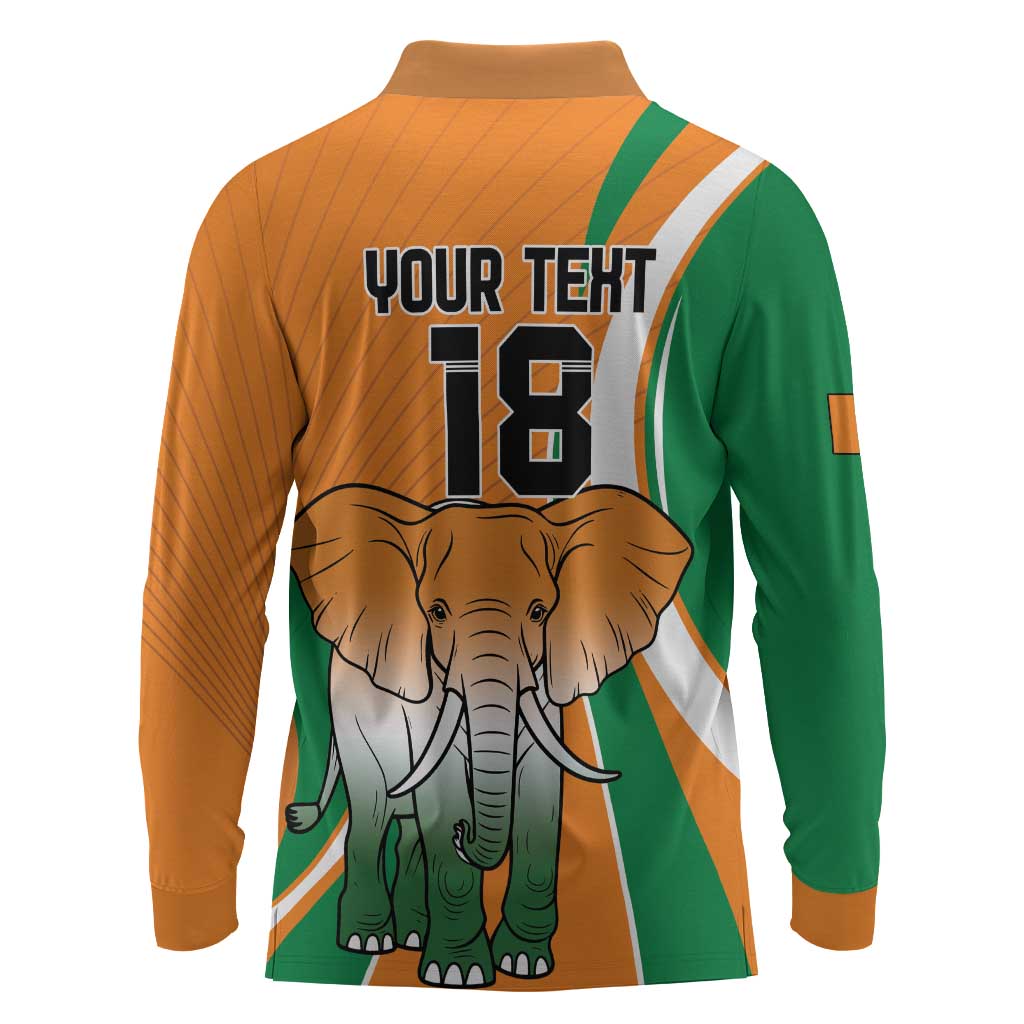 Custom Ivory Coast Football Long Sleeve Polo Shirt Les Elephants Spirit - Wonder Print Shop