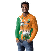 Custom Ivory Coast Football Long Sleeve Polo Shirt Les Elephants Spirit - Wonder Print Shop