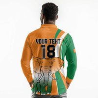 Custom Ivory Coast Football Long Sleeve Polo Shirt Les Elephants Spirit - Wonder Print Shop