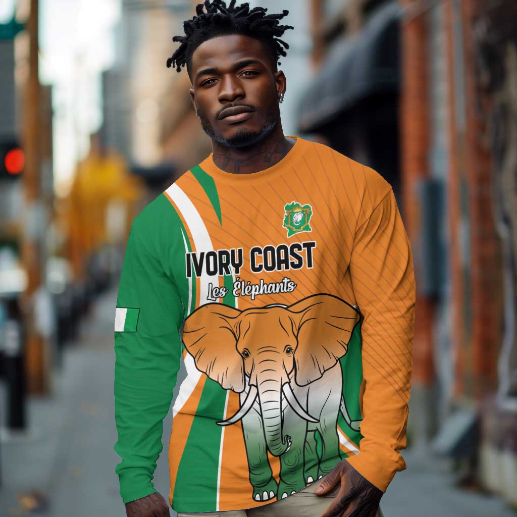 Custom Ivory Coast Football Long Sleeve Shirt Les Elephants Spirit - Wonder Print Shop