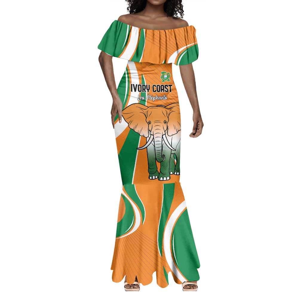 Custom Ivory Coast Football Mermaid Dress Les Elephants Spirit LT18