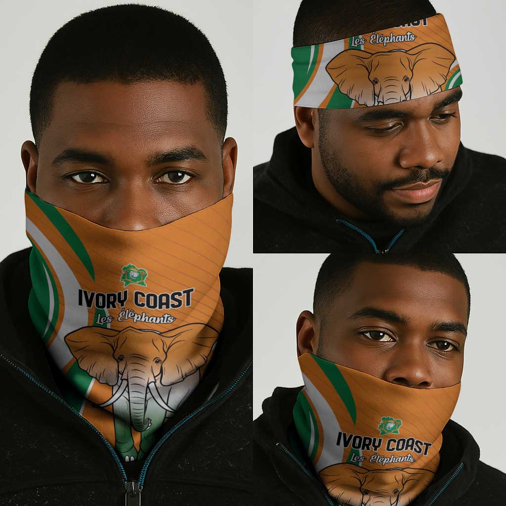 Ivory Coast Football Neck Gaiter Les Elephants Spirit - Wonder Print Shop