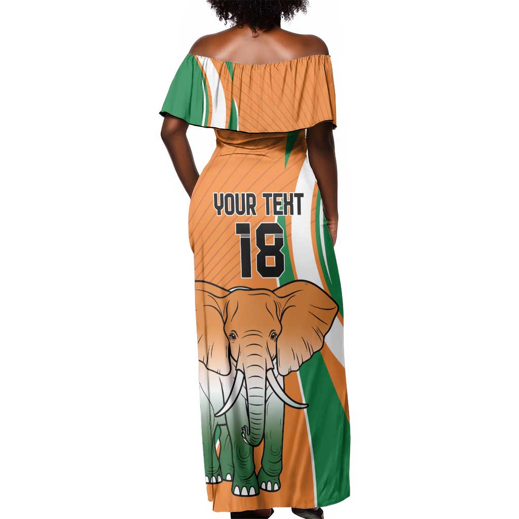 Custom Ivory Coast Football Off Shoulder Maxi Dress Les Elephants Spirit - Wonder Print Shop