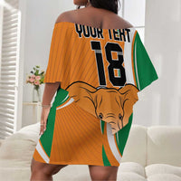 Custom Ivory Coast Football Off Shoulder Short Dress Les Elephants Spirit - Wonder Print Shop
