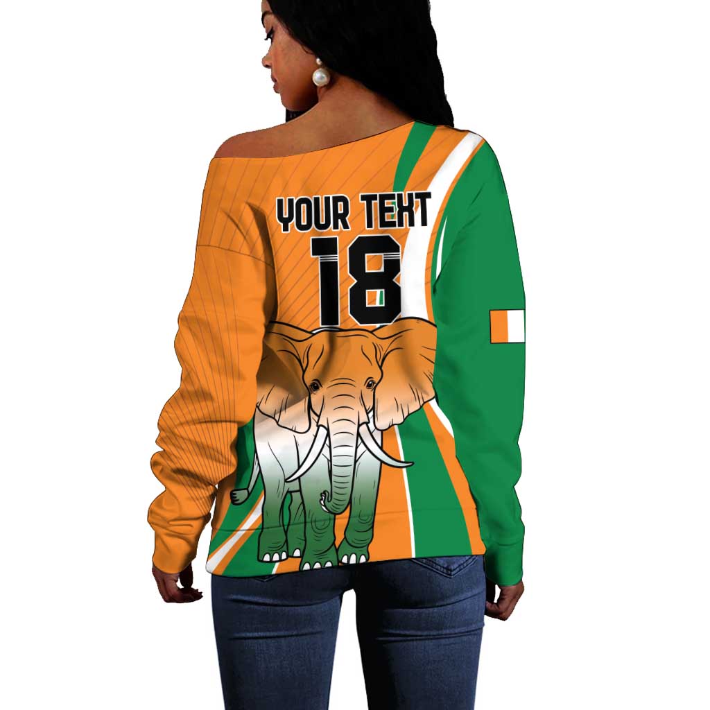 Custom Ivory Coast Football Off Shoulder Sweater Les Elephants Spirit - Wonder Print Shop