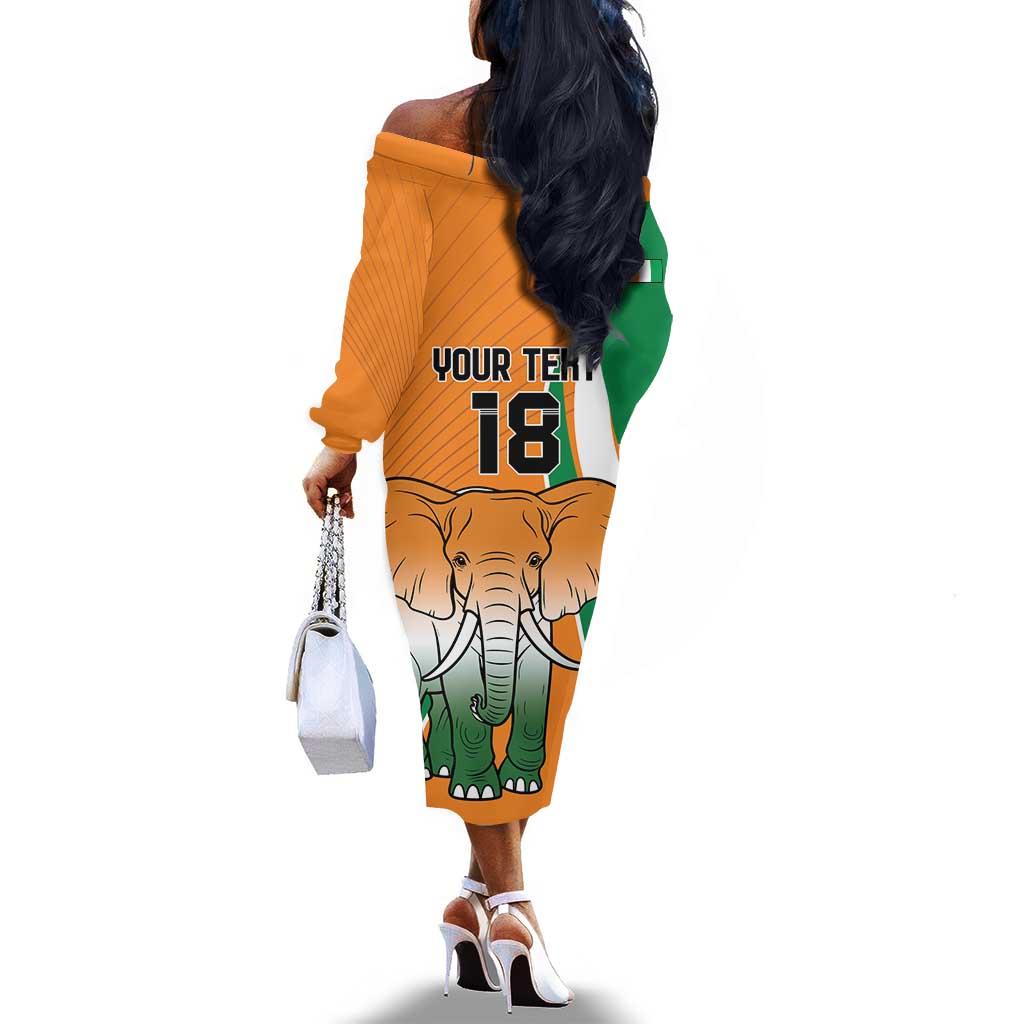 Custom Ivory Coast Football Off The Shoulder Long Sleeve Dress Les Elephants Spirit - Wonder Print Shop