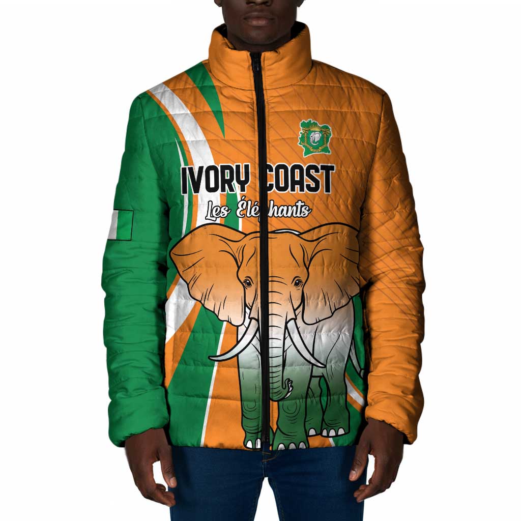 Custom Ivory Coast Football Padded Jacket Les Elephants Spirit - Wonder Print Shop