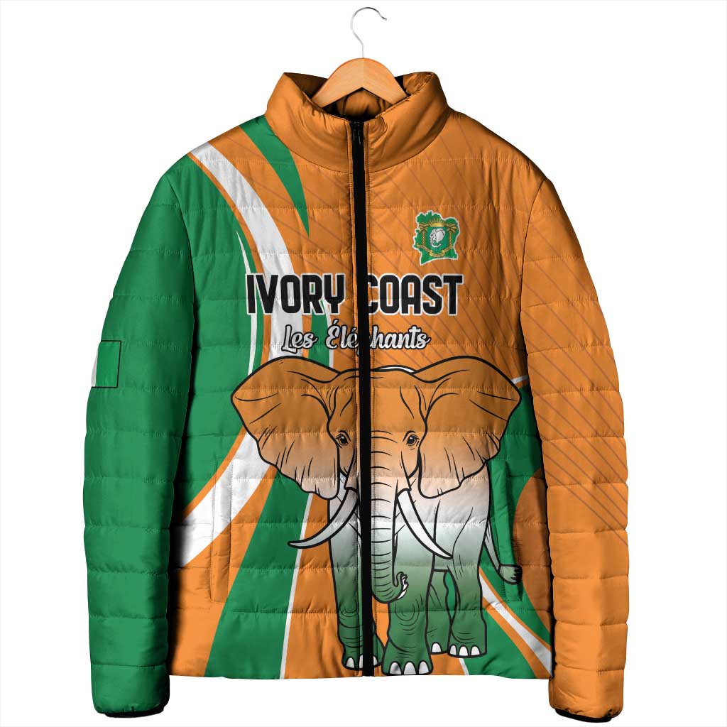 Custom Ivory Coast Football Padded Jacket Les Elephants Spirit - Wonder Print Shop