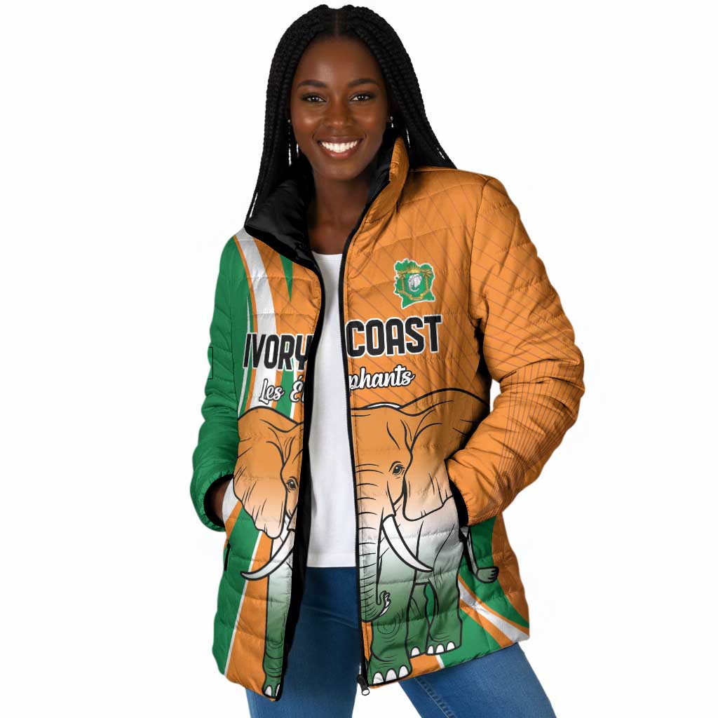Custom Ivory Coast Football Padded Jacket Les Elephants Spirit - Wonder Print Shop