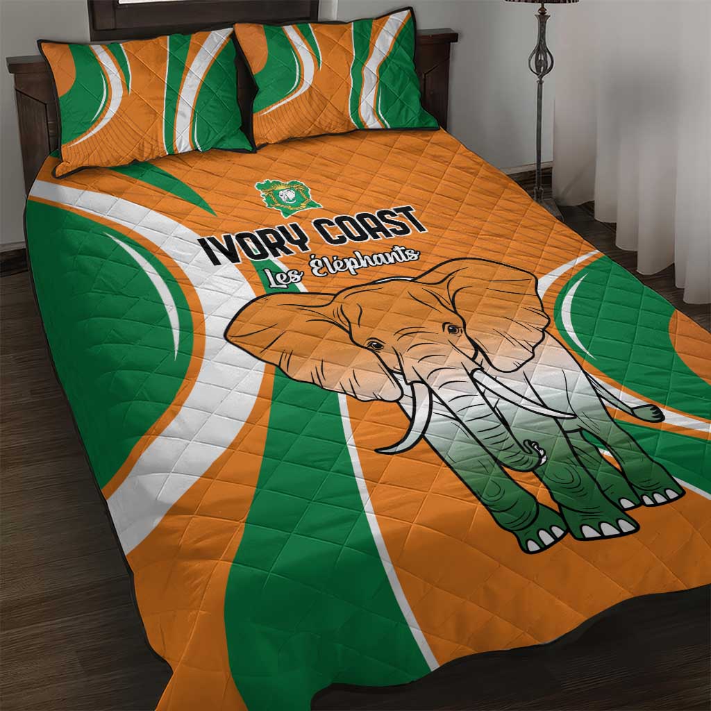 Ivory Coast Football Quilt Bed Set Les Elephants Spirit - Wonder Print Shop